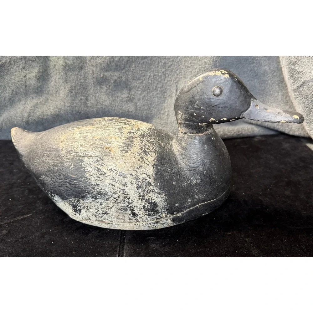 Vintage Hand Painted Wooden Duck Decoy Primitive Rustic Folk Art Hunting Decor